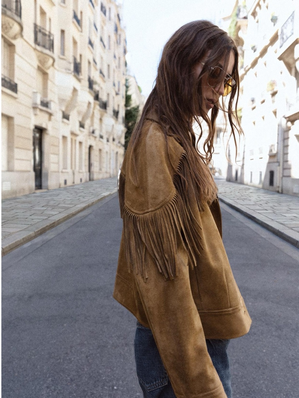 ZARA FAUX SUEDE FRINGE JACKET - Picture 5 of 9